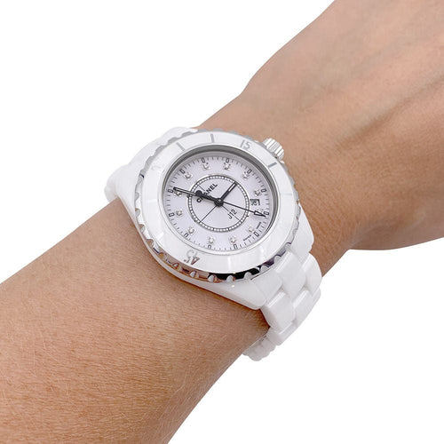 Montre Montre Chanel, "J12", céramique blanche. 58 Facettes 32870