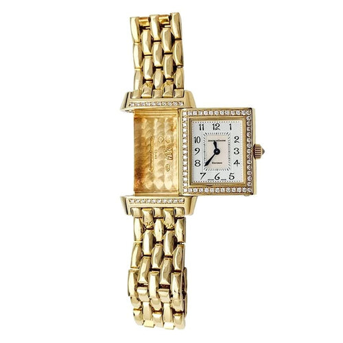Montre Montre Jaeger Lecoultre "Reverso Duetto" en or jaune, nacre et diamants. 58 Facettes 32208