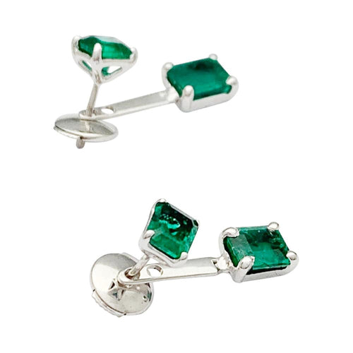 Boucles d'oreilles Boucles d'oreilles or blanc émeraudes. 58 Facettes 32093