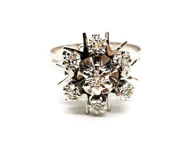 Bague 49 Bague Fleur Or blanc Diamant 58 Facettes 1291807CN