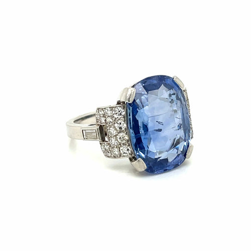 Bague Bague Art Déco Platine Diamant Saphir 58 Facettes