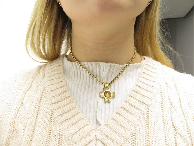 Collier collier POMELLATO pendentif croix chaine maille jaseron or 18k 58 Facettes 258004