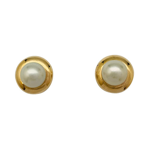 Boucles d'oreilles Puces Cartier, or jaune, perles. 58 Facettes 31872