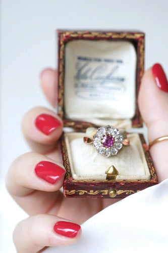 Bague Bague marguerite saphir rose, diamants 58 Facettes