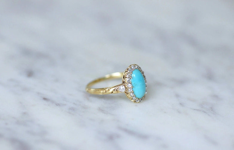 Bague Bague marguerite turquoise diamants 58 Facettes