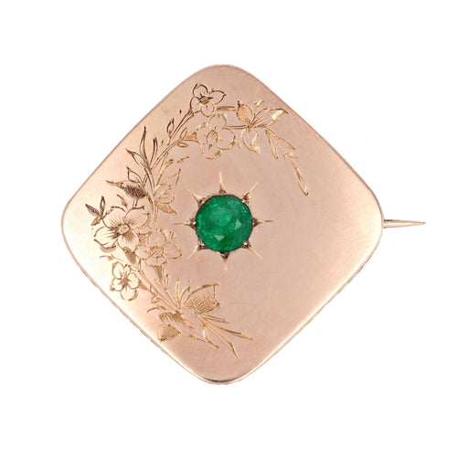 Broche Broche ancienne or rose et émeraude 58 Facettes 23-060