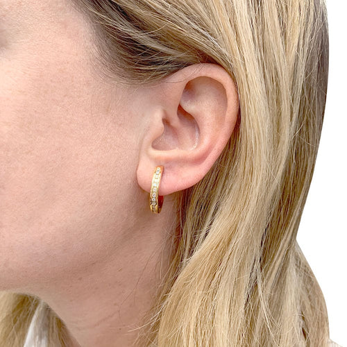 Boucles d'oreilles Paire de créoles or jaune, diamants. 58 Facettes 33523