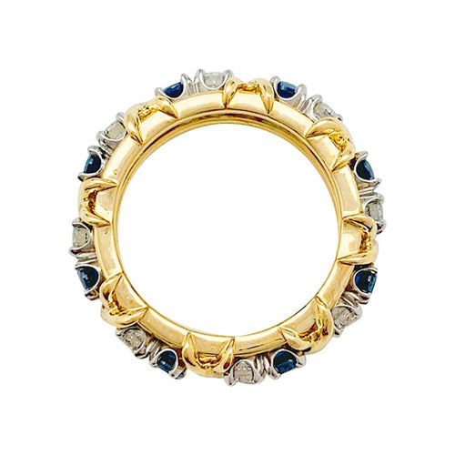 Bague 52 Bague Tiffany&Co. "Sixteen Stones", or jaune, platine, diamants et saphirs. 58 Facettes 30738