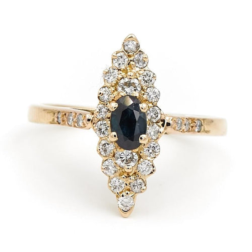 Bague 53 Bague Marquise Or jaune Saphir 58 Facettes 1792064CN