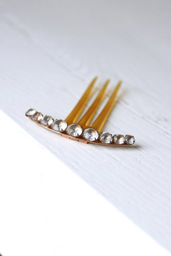 Accessoire Peigne ancien demi lune, pierres du Rhin sur corne 58 Facettes