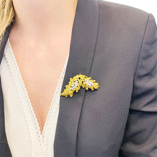 Broche Broche vintage Boucheron, or jaune, platine et diamants. 58 Facettes 32908