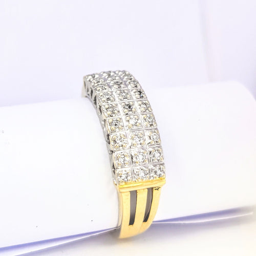Bague Bague or jaune pavage diamants 58 Facettes 5622