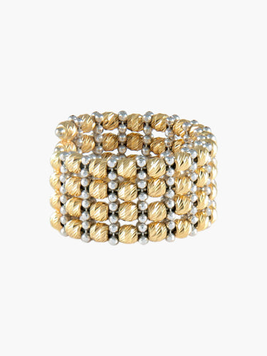 Bague Or Jaune / 57 BAGUE "FACETTE" DEUX ORS 58 Facettes BO/220031
