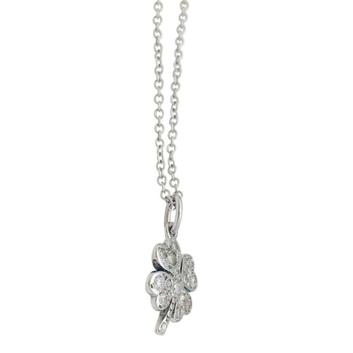 Collier Collier et pendentif Dodo "Trèfle" en or blanc et diamants. 58 Facettes 31734