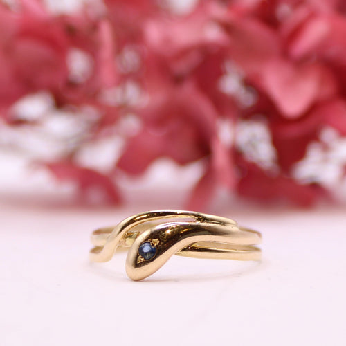 Bague Bague serpent or jaune et saphir 58 Facettes