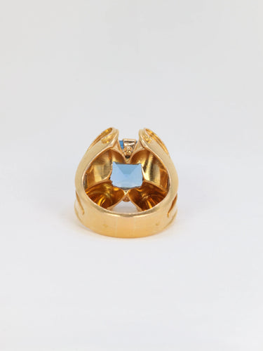 Bague Bague cocktail vintage en or et pierre bleue 58 Facettes 725