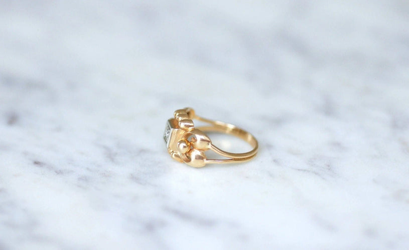 Bague Bague retro or rose et diamant 58 Facettes
