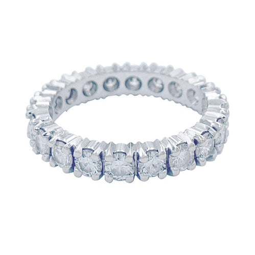 Bague 56 Alliance tour complet or blanc, diamants. 58 Facettes 32378
