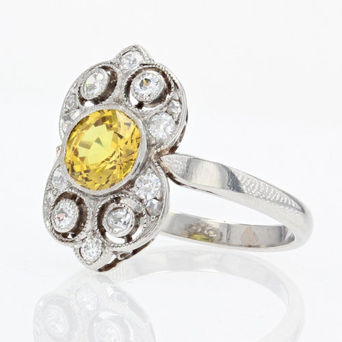 Bague 52 Bague art déco saphir jaune et diamants 58 Facettes 22-222