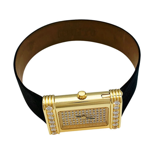 Montre Montre OJ Perrin or jaune et diamants, bracelet cuir. 58 Facettes 30665