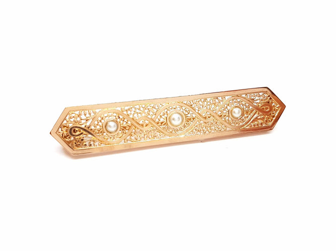 Broche Broche Art déco Or rose Perle 58 Facettes 06302CD