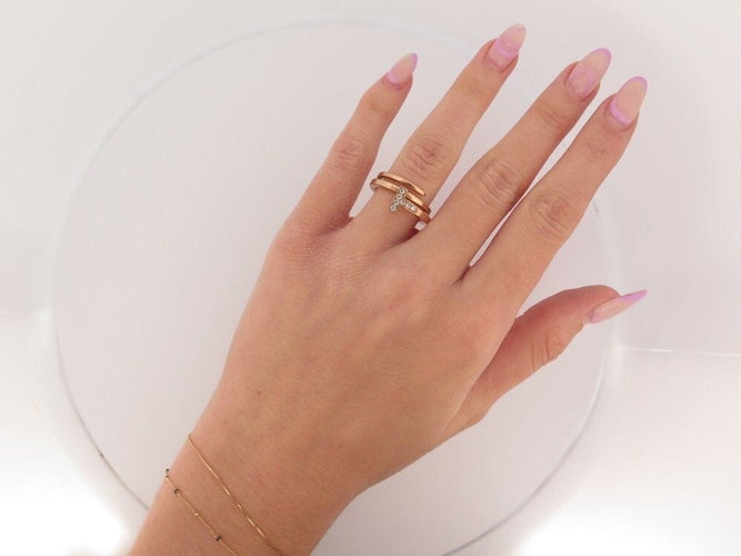 Bague 54 bague TIFFANY & CO wrap square t 60149830 t54 diamants et or rose 18k 58 Facettes 254105