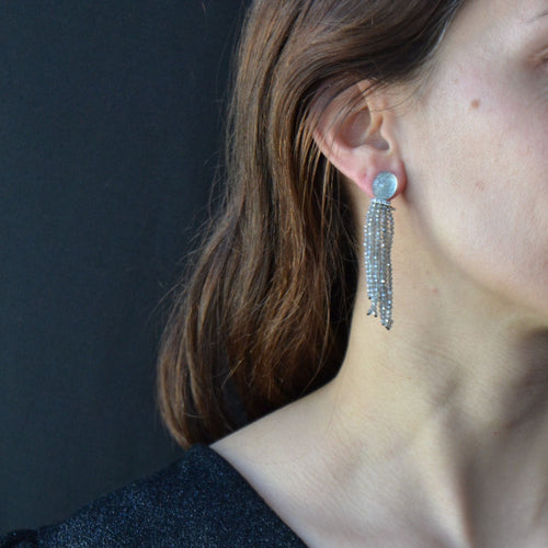 Boucles d'oreilles Boucles d'oreilles aigue-marines gravées diamants et labradorites 58 Facettes 22-195