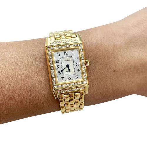 Montre Montre Jaeger Lecoultre "Reverso Duetto" en or jaune, nacre et diamants. 58 Facettes 32208