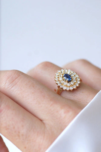 Bague Bague goutte saphir entourage diamants 58 Facettes