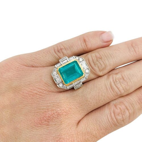 Bague 55 Bague deux ors émeraude et diamants. 58 Facettes 30866