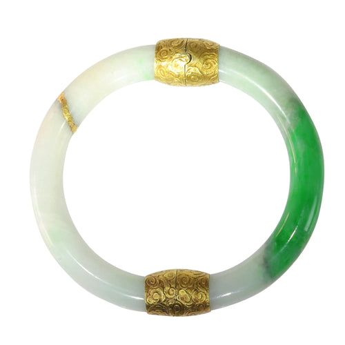 Bracelet Jade vintage avec raccords en or 18 carats : les chroniques silencieuses d'un bracelet victorien 58 Facettes 19254-0157