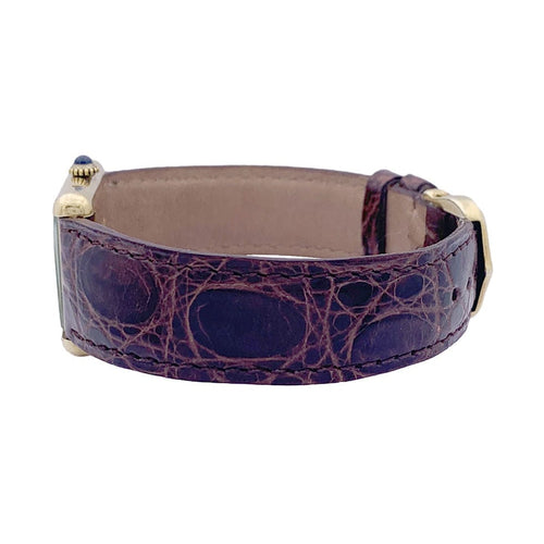 Montre Montre Cartier "Tank Must" argent plaqué or, cadran laqué marron. 58 Facettes 33541