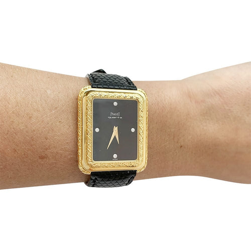 Montre Montre Piaget en or jaune, cuir. 58 Facettes 30803