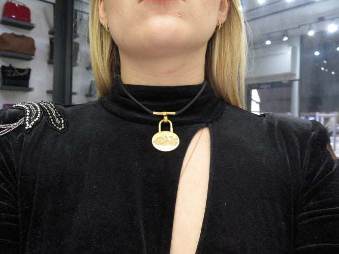 Collier collier HERMES quitte ou double + pendentif cadenas 2003 annee mediterranee 58 Facettes 257869