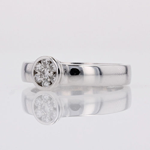 Bague 54 Bague moderne or blanc diamants 58 Facettes 17-001B