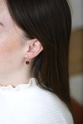 Boucles d'oreilles Dormeuses gouttes de grenat or rose 58 Facettes