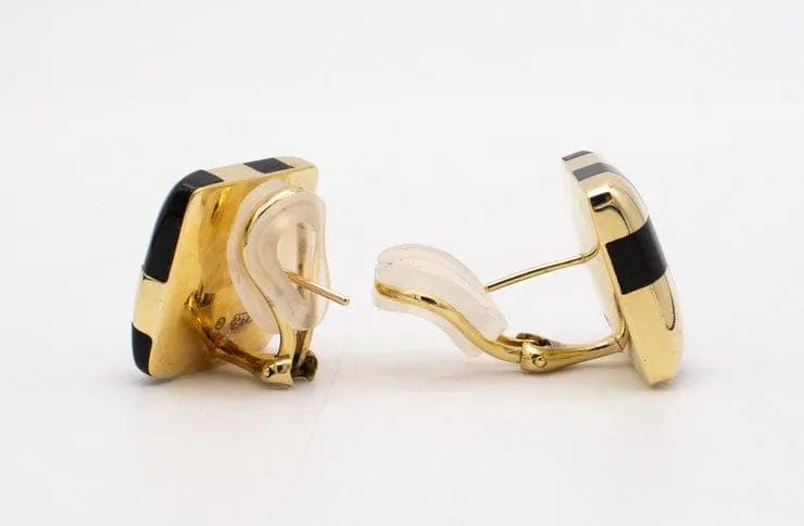Boucles d'oreilles Tiffany & Co 1982 Boucles d'oreilles Angela Cummings Or Jade noir 58 Facettes