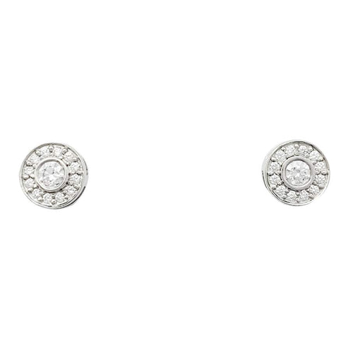 Boucles d'oreilles Puces Tiffany & Co., "Mini Circlet", platine et diamants. 58 Facettes 31870