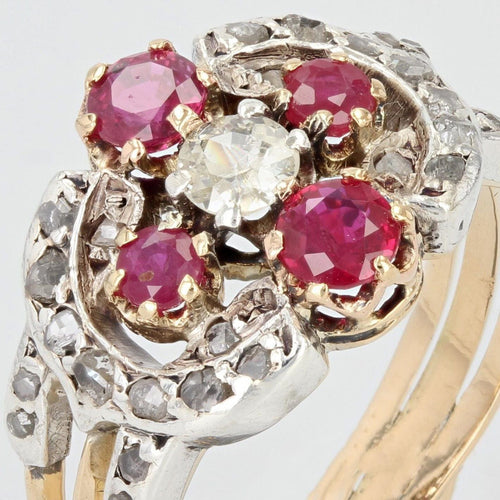 Bague 57 Bague ancienne bandeau rubis diamants 58 Facettes 22-211