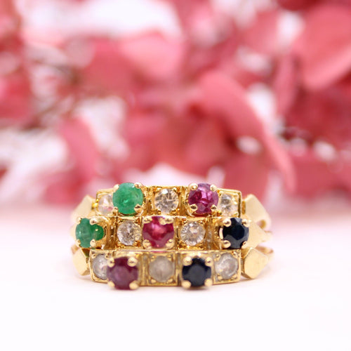 Bague Bague émeraudes, saphirs, rubis et pierre blanches 58 Facettes