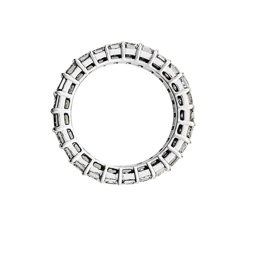 Bague 52 Alliance diamants taille émeraude en or blanc. 58 Facettes 31512
