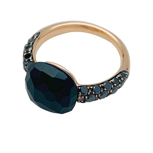 Bague 48 Bague Pomellato, "Capri", or rose, diamants noirs et onyx. 58 Facettes 32445