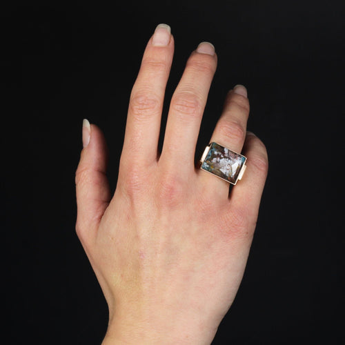 Bague 63 Chevalière ancienne agate confetti 58 Facettes 23-289