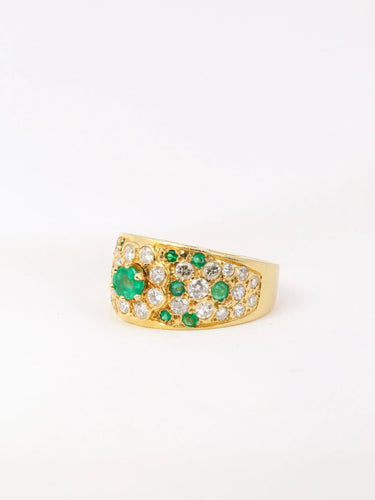 Bague Bague bandeau diamants émeraudes 58 Facettes J35