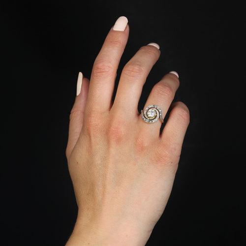 Bague 51 Bague ancienne tourbillon de diamants 58 Facettes 23-175