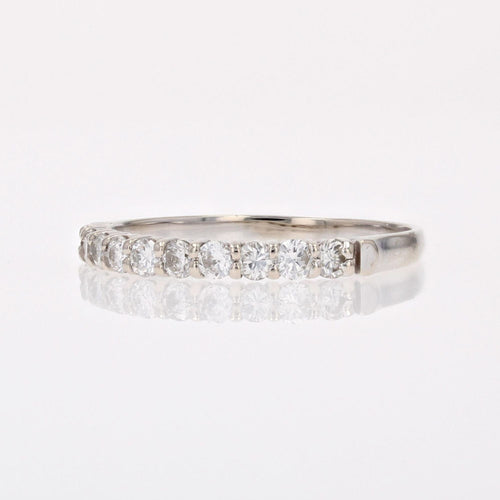 Bague 55 Demi alliance fine diamants or blanc 58 Facettes 22-457A