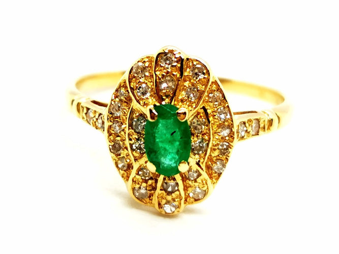 Bague 51 Bague Or jaune Emeraude 58 Facettes 1292147CN