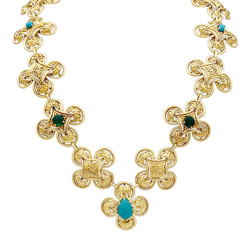 Collier Parure M. Gérard or jaune, pierres de couleur. 58 Facettes 33099