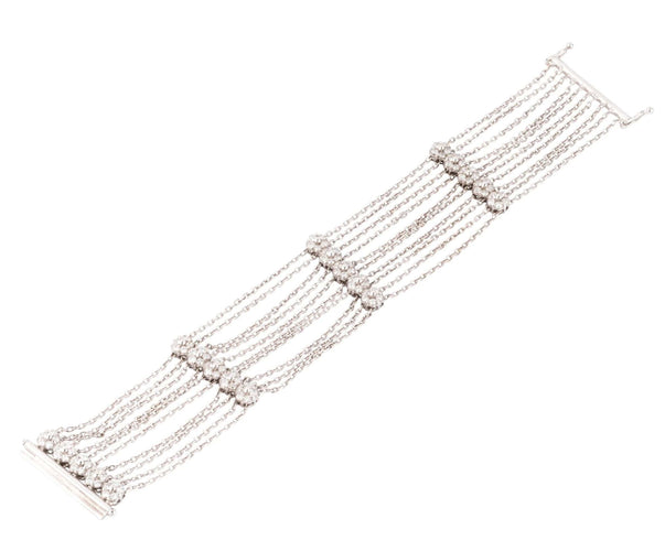 Bracelet Bracelet or gris et diamant motifs avec des fleurs 58 Facettes