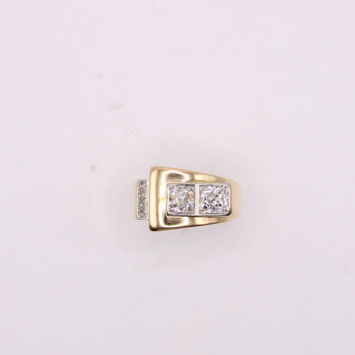 Bague 52 Bague Tank or jaune et 2 Diamants 58 Facettes